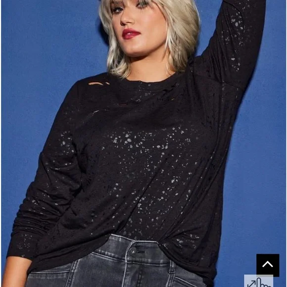 Torrid LoveSick Super Soft Slub Distressed Long Sleeve Top Size 1X - Picture 8 of 11